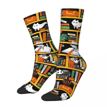Библиотека Хэллоуина Животные Котята Унисекс Зимние носки Хип-хоп Счастливые носки Уличный стиль Сумасшедший носок