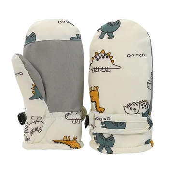 1 пара Детские водонепроницаемые лыжные перчатки Зимние теплые варежки На открытом воздухе Ветрозащитные