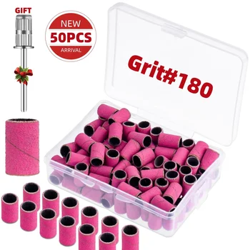 180 Grit Шлифовальная лента для дрели для ногтей, набор из 50 шт. Pink Sand Band отлично подходит для маникюра натуральных ногтей, гелевых ногтей и акриловых ногтей